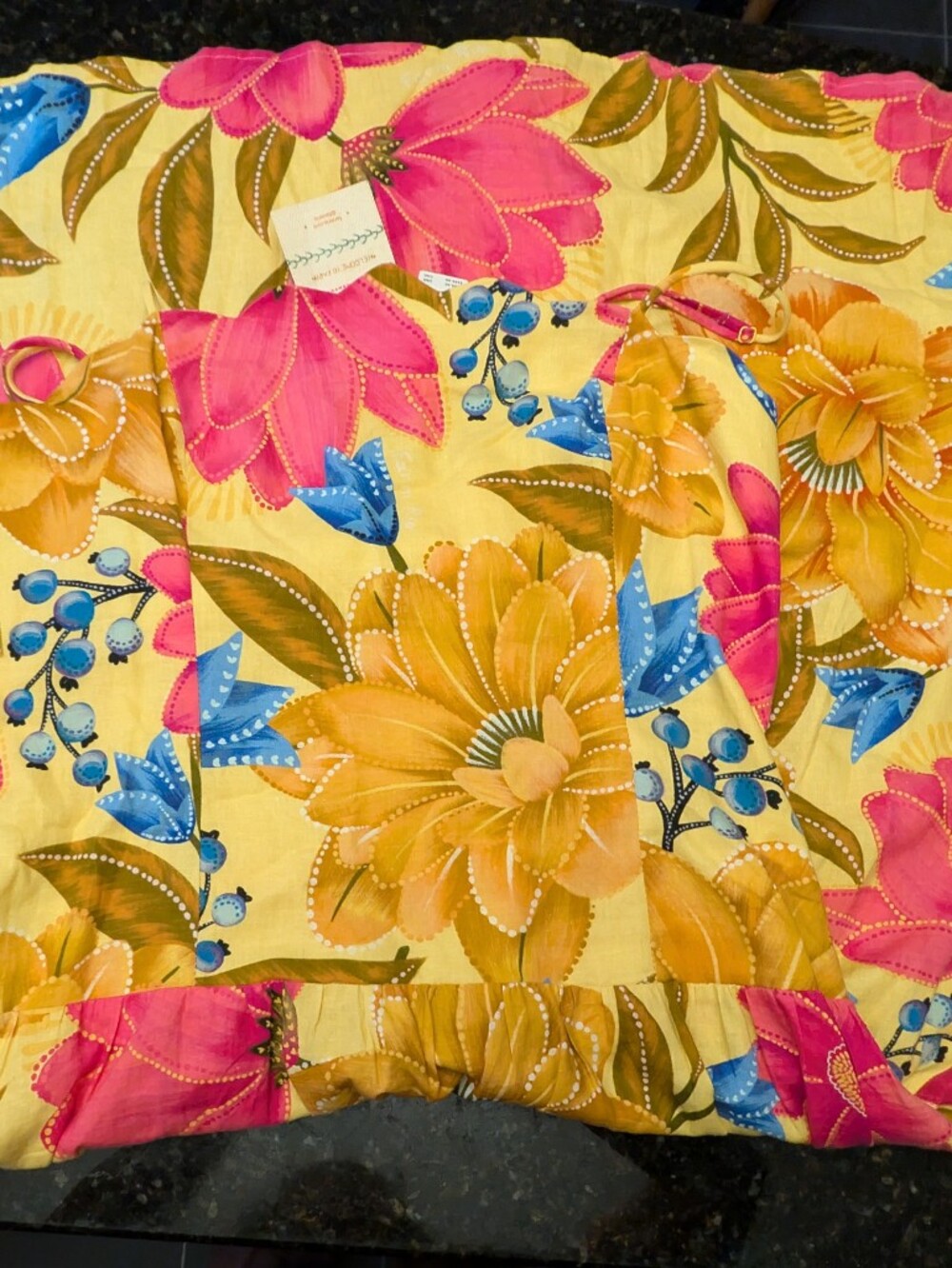NEW Farm Rio For Anthropologie Yellow Floral Scalloped Neck DropWaist Midi Dress - Picture 7 of 15